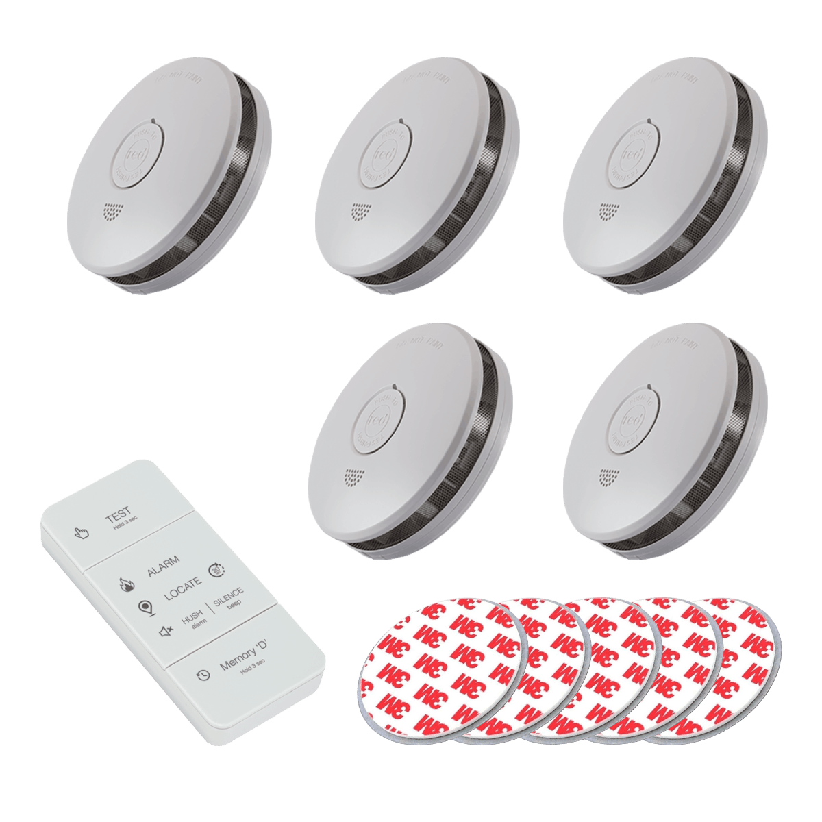 5x RED Professional R10RFP Photoelectric Smoke Alarm 10 Year RF Wireless with 1 x Free Remote Controller 5 x Free Magnetic Plates 17 5x RED R10RFP Photoelectric Smoke Alarm 10 Year RF Wireless with 1 x Free Remote Controller and 5 x Free Magnetic Plates