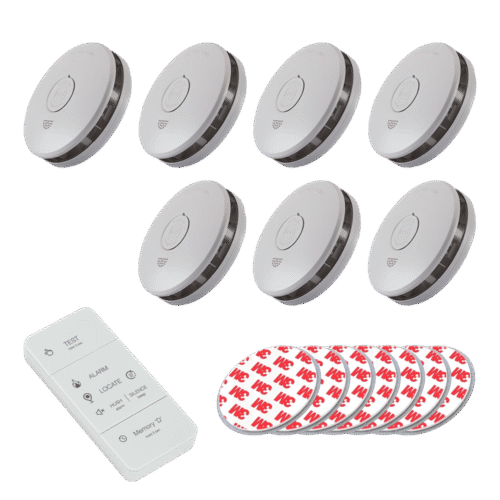 7x RED Professional R10RFP Photoelectric Smoke Alarm 10 Year RF Wireless with 1 x Free Remote Controller 7x Free Magnetic Plates