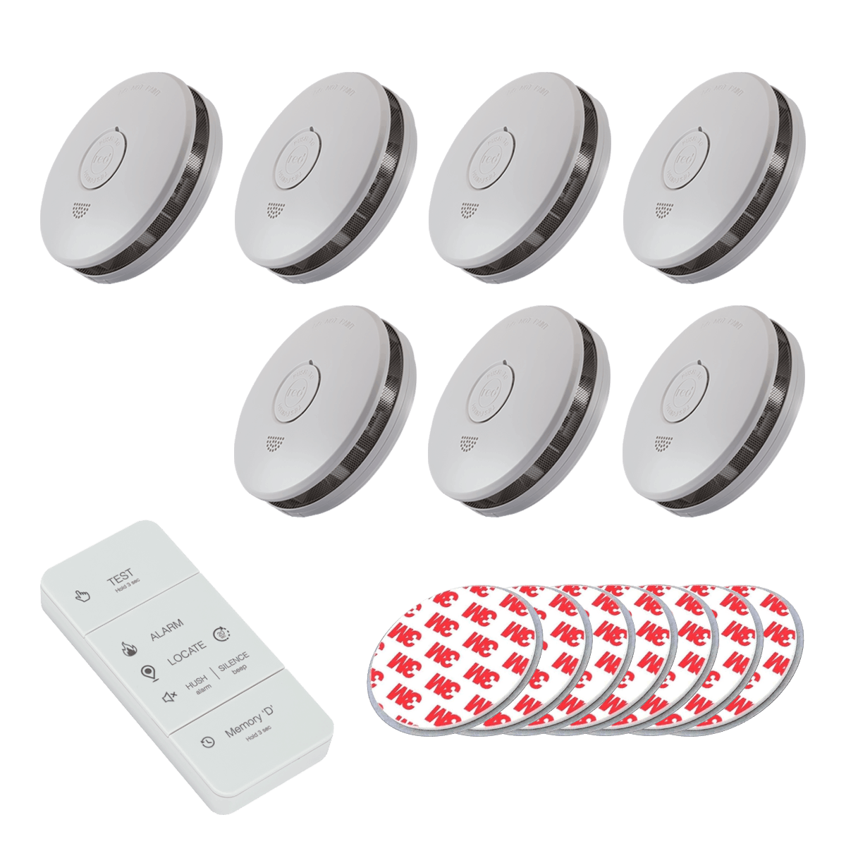7x RED Professional R10RFP Photoelectric Smoke Alarm 10 Year RF Wireless with 1 x Free Remote Controller 7x Free Magnetic Plates 16 7x RED R10RFP Photoelectric Smoke Alarm 10 Year RF Wireless with 1 x Free Remote Controller and 7 x Free Magnetic Plates