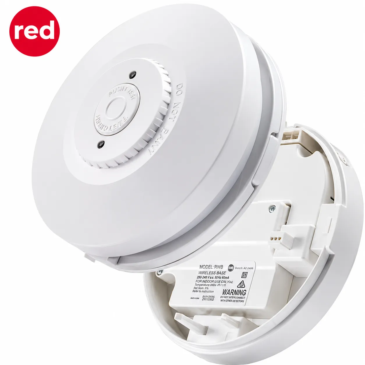 BUNDLE RED R240RC & RWB2 Wireless Base Smoke Alarm 240v with rechargeable batter 2 R240RC & RWB2